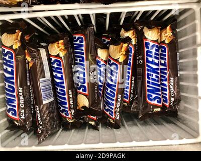 Snickers Ice cream inside a chiller Stock Photo
