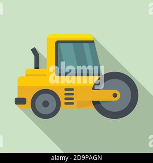 Vehicle road roller icon, flat style Stock Vector