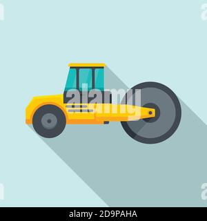 Safety road roller icon, flat style Stock Vector