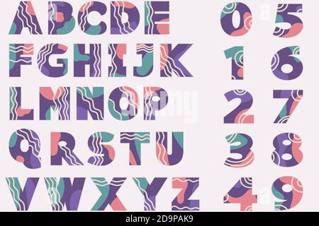 vector alphabet and numbers in retro style. Stock Vector