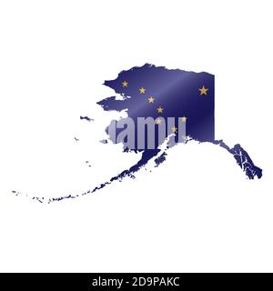 Waving flag map of Alaska. Vector illustration Stock Vector