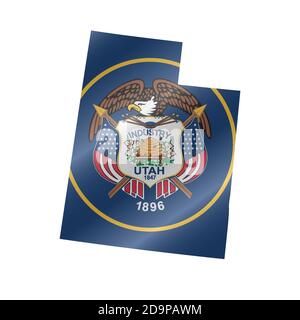 Utah state map with waving flag of US State. Vector illustration Stock ...