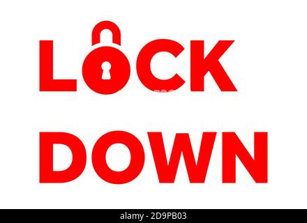 Lockdown text with padlock icon vector illustration Stock Vector