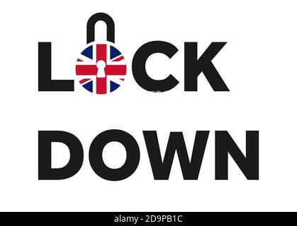 Lockdown text with padlock icon vector illustration Stock Vector