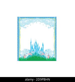 Magic FairyTale Princess Castle, vintage decorative frame Stock Vector