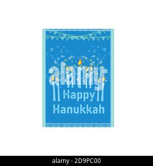 Hanukkah Greeting card. Hanukkah menorah candles. Stock Vector