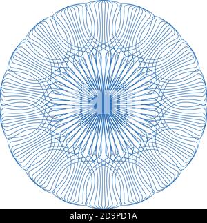 Guilloche Pattern Rosette for certificate, diplomaor other security papers. Stock Vector
