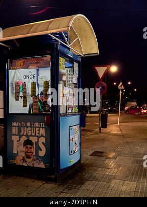 Barbera del Valles, Catalunya / Spain - November 2nd 2020: ONCE Lottery kiosk in the street Stock Photo