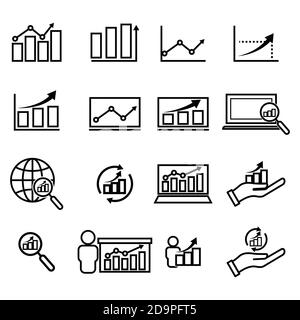 Analyst set line icon. Design template vector Stock Vector