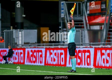 MAASTRICHT, NETHERLANDS - NOVEMBER 06: Assistant referee Patrick Inia during the Dutch Keukenkampioendivisie match between MVV and NAC at De Geusselt Stadium on november 6, 2020 in Maastricht, The Netherlands (Photo by Perry vd Leuvert/Orange Pictures) Stock Photo