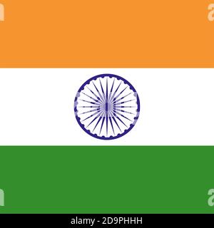 a close view of Indian tri color flag & wheel isolated Stock Photo