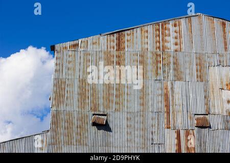 closeup old mill made of rusty galvanized iron Stock Photo