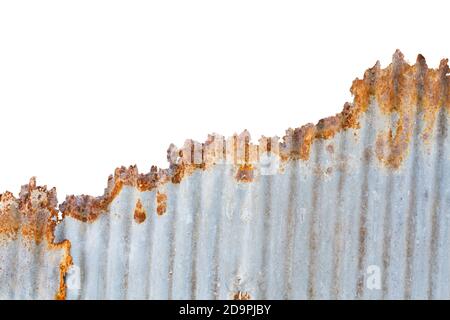 Rusty galvanized iron texture isolated on white background. Stock Photo