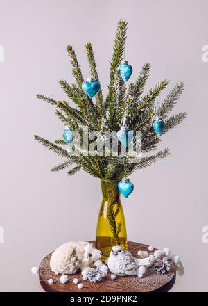 Snow Falling On Fir Tree Forest Stock Photo - Alamy