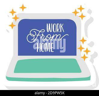Font design for work from home with girl doing homework illustration ...