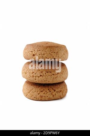 Traditional round gingerbread isolated on white. Close up and space for a text Stock Photo