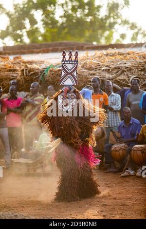 Dances With Nwantantay Masks Of Bwa People, Burkina Faso Stock Photo