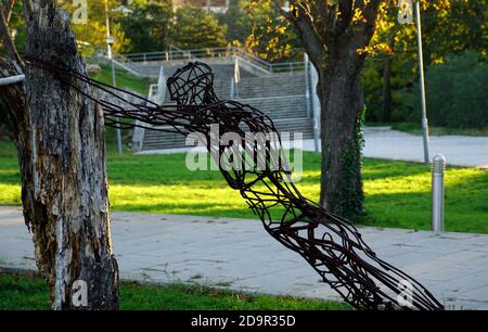 A big sculpture made of wire in front of the Academy of Applied Arts in the Croatian city of Rijeka Stock Photo