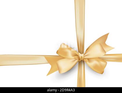 Gold bow isolated on white background. Stock Vector