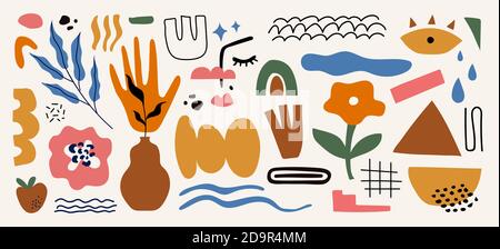 Modern abstract elements set, minimal design, vector illustration. Stock Vector