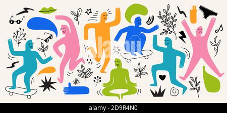Modern abstract elements set, minimal design, vector illustration. Stock Vector