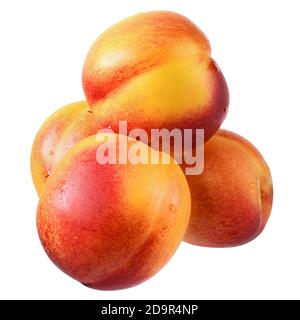 Ripe nectarines close-up isolated on white background. Stock Photo