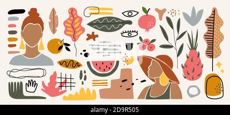 Modern abstract elements set, minimal design, vector illustration. Stock Vector