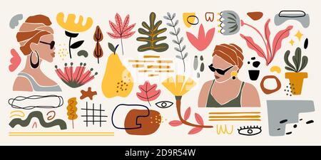 Modern abstract elements set, minimal design, vector illustration. Stock Vector