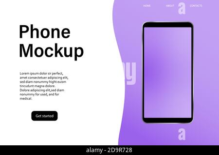 Mock up with modern phone mock up. Empty screen, phone mockup.  Stock Vector