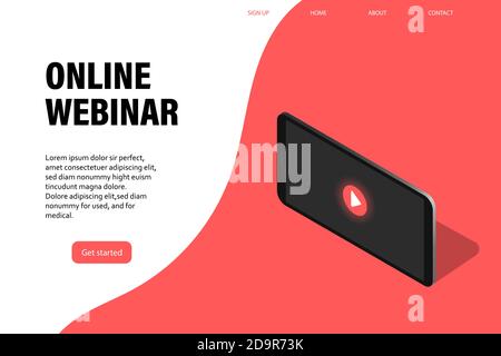 Online webinar, meeting. Webinars and web meetings at the level of colleagues, modern education. Vector illustration Stock Vector