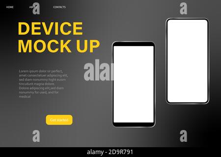 Realistic phone mockup banner. dark mode. vector. Stock Vector