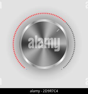Realistic chrome-plated volume handle, regulator, vector concept Stock Vector