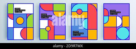 Modern abstract covers set, minimal covers design. Colorful geometric background, vector illustration. Stock Vector