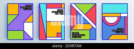 Modern abstract covers set, minimal covers design. Colorful geometric background, vector illustration. Stock Vector