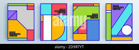 Modern abstract covers set, minimal covers design. Colorful geometric background, vector illustration. Stock Vector