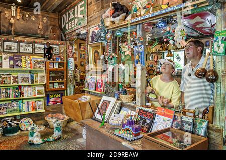 Louisiana Northshore,Abita Springs,Abita Mystery House UCM Museum primitive art antiques oddities collection,inside gift shop shopping man woman femal Stock Photo