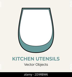 Glass cup simple form vector illustration. Vector line illustration isolated logo icon cafe menu banner flayer glassware Stock Vector