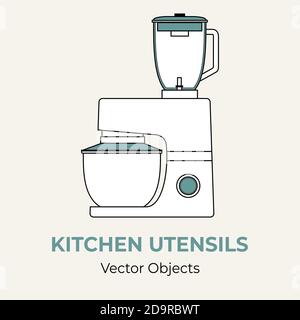Mixer food processor mix blender vector illustration. Vector line illustration isolated. Kitchen mixer logo icon bakery Stock Vector