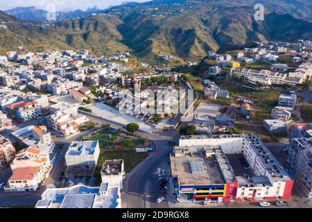 Aerial view of Assomada city in Santa Catarina district of Santiago Island in Cape verde Stock Photo