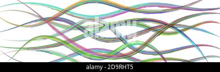 Abstract background of wavy intertwining colored lines on white Stock Vector