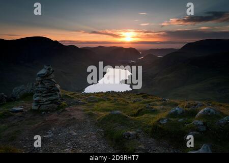 Sunset from Fleetwith Pike in the Lake District Stock Photo