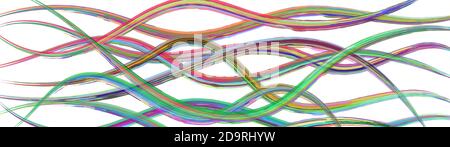 Abstract background of wavy intertwining colored lines on white Stock Vector