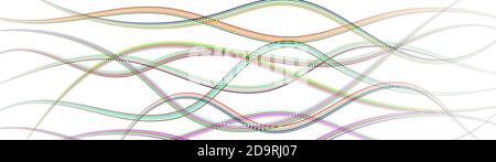 Abstract background of wavy intertwining colored lines on white Stock Vector