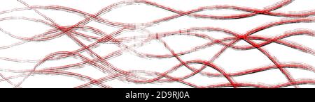 Abstract background of wavy intertwining lines with shadows, red on white Stock Vector