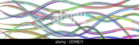 Abstract background of wavy intertwining colored lines on white Stock Vector
