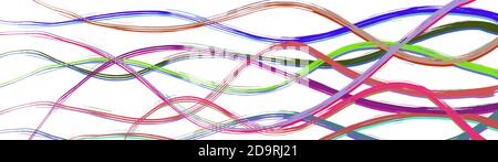 Abstract background of wavy intertwining colored lines on white Stock Vector