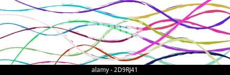 Abstract background of wavy intertwining colored lines on white Stock Vector
