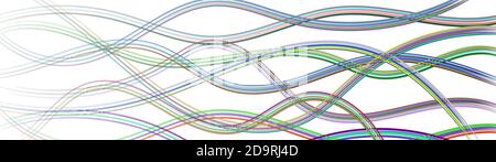 Abstract background of wavy intertwining colored lines on white Stock Vector