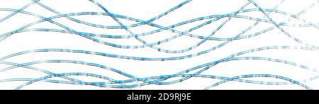 Abstract background of wavy intertwining lines with shadows, light blue on white Stock Vector
