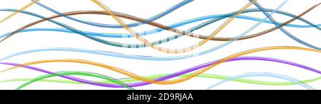 Abstract background of wavy intertwining colored lines on white Stock Vector